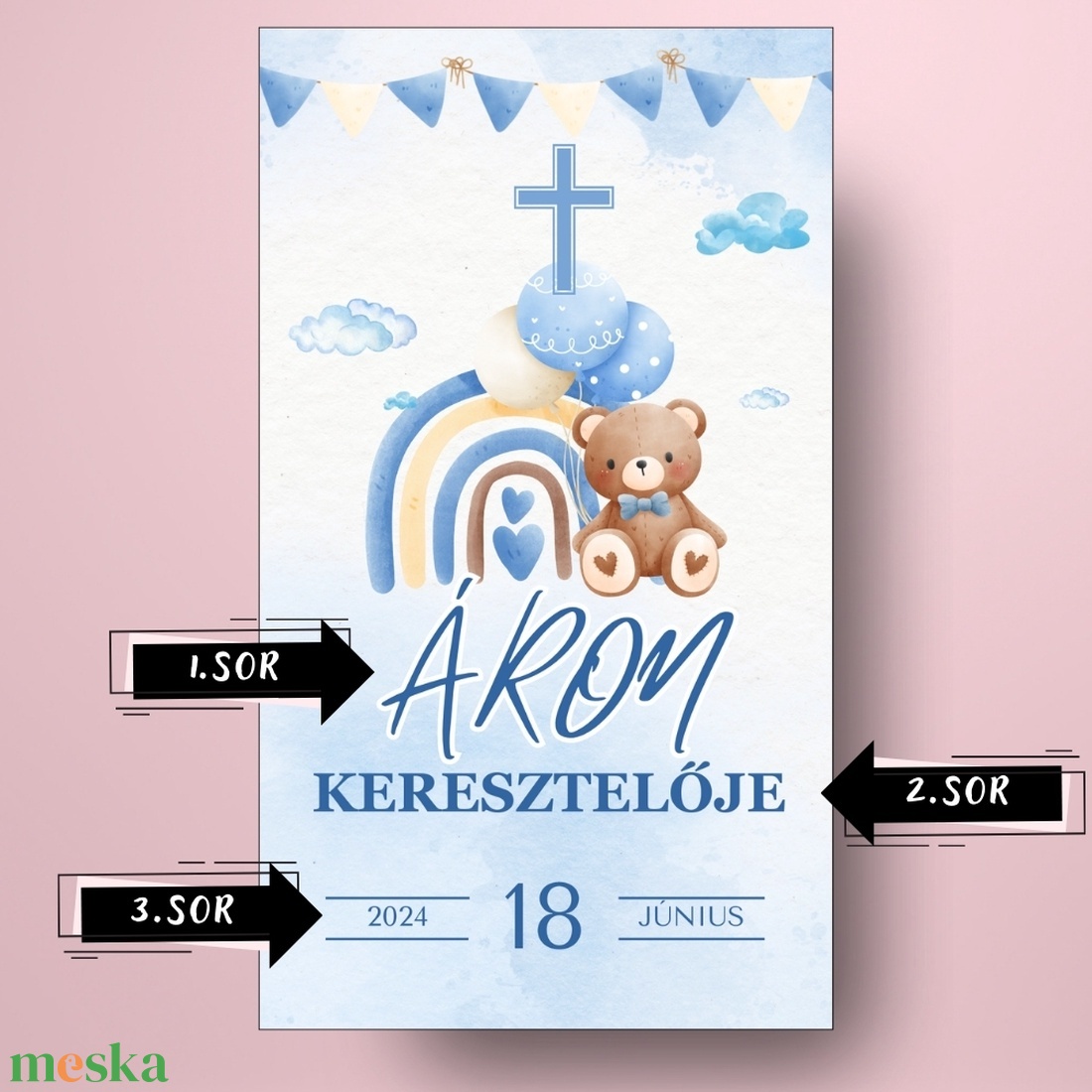 Keresztelőre való öntapadós üveg címke - kék alapon macival és szivárvánnyal - játék & sport - keresztelőajándékok - Meska.hu Keresztelőre való öntapadós üveg címke - kék alapon macival és szivárvánnyal - játék & sport - keresztelőajándékok - Meska.hu