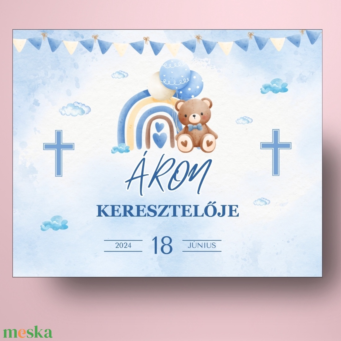 Keresztelőre való öntapadós üveg címke - kék alapon macival és szivárvánnyal - játék & sport - keresztelőajándékok - Meska.hu Keresztelőre való öntapadós üveg címke - kék alapon macival és szivárvánnyal - játék & sport - keresztelőajándékok - Meska.hu