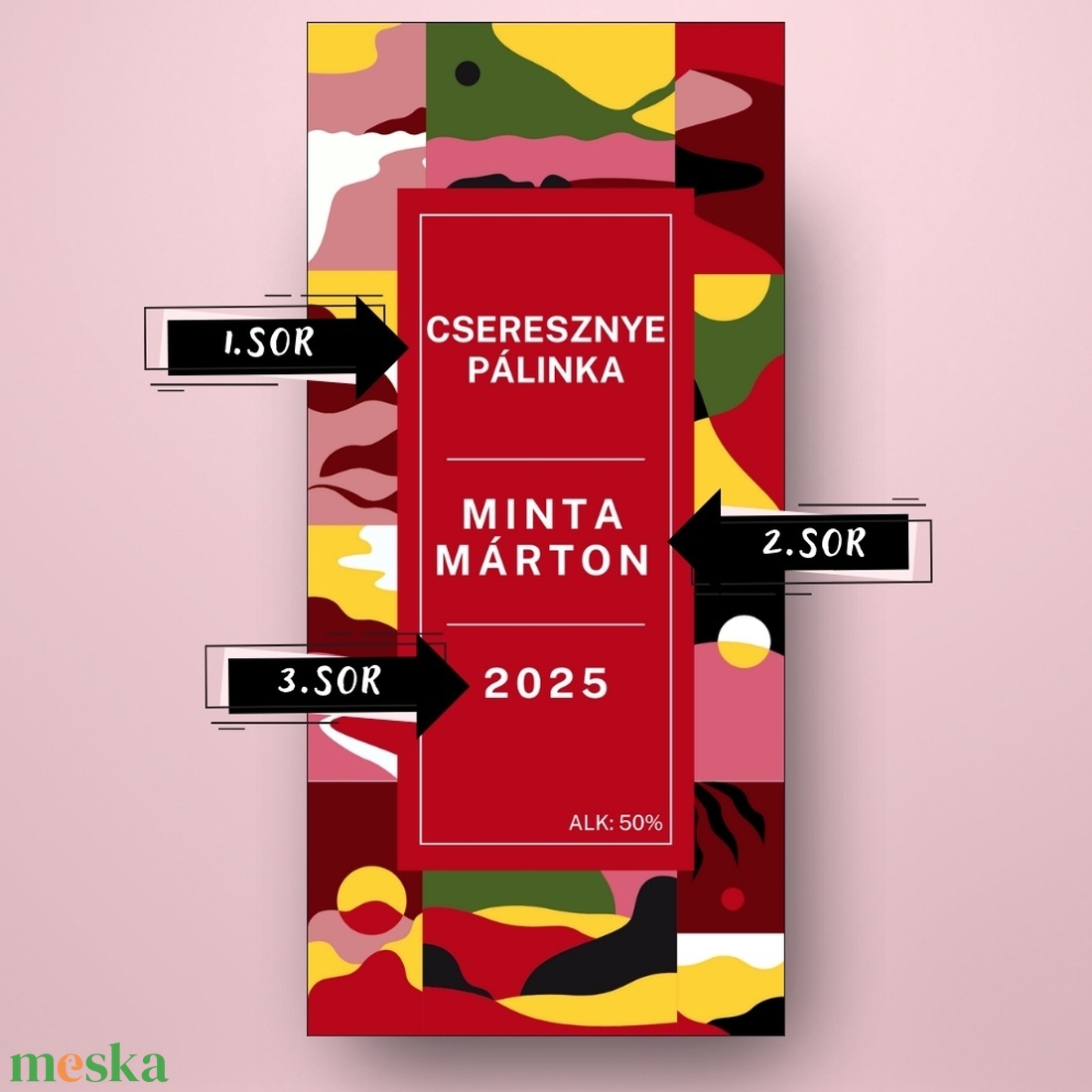 Cseresznye pálinka - öntapadós üveg címke - absztrakt geometrikus mintával - élelmiszer - alkoholos italok - Meska.hu Cseresznye pálinka - öntapadós üveg címke - absztrakt geometrikus mintával - élelmiszer - alkoholos italok - Meska.hu