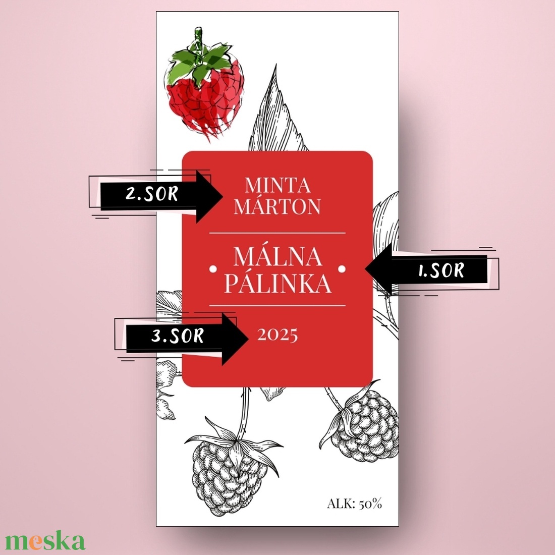 Málna pálinka - öntapadós üveg címke - fekete-fehér alappal és szögletes fókuszponttal - élelmiszer - alkoholos italok - Meska.hu Málna pálinka - öntapadós üveg címke - fekete-fehér alappal és szögletes fókuszponttal - élelmiszer - alkoholos italok - Meska.hu