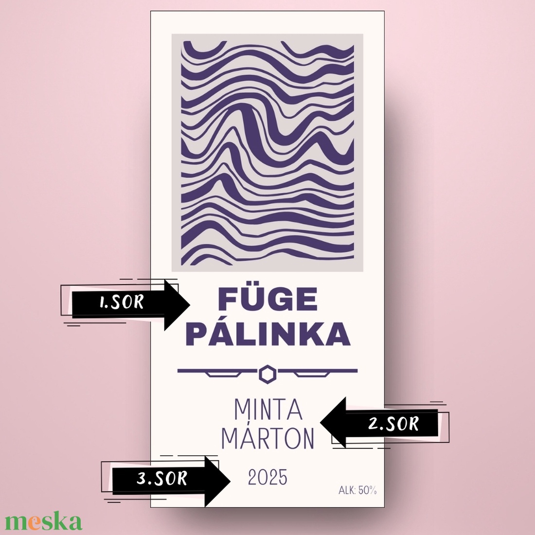 Füge pálinka - öntapadós üveg címke - modern hullám grafikával - élelmiszer - alkoholos italok - Meska.hu Füge pálinka - öntapadós üveg címke - modern hullám grafikával - élelmiszer - alkoholos italok - Meska.hu