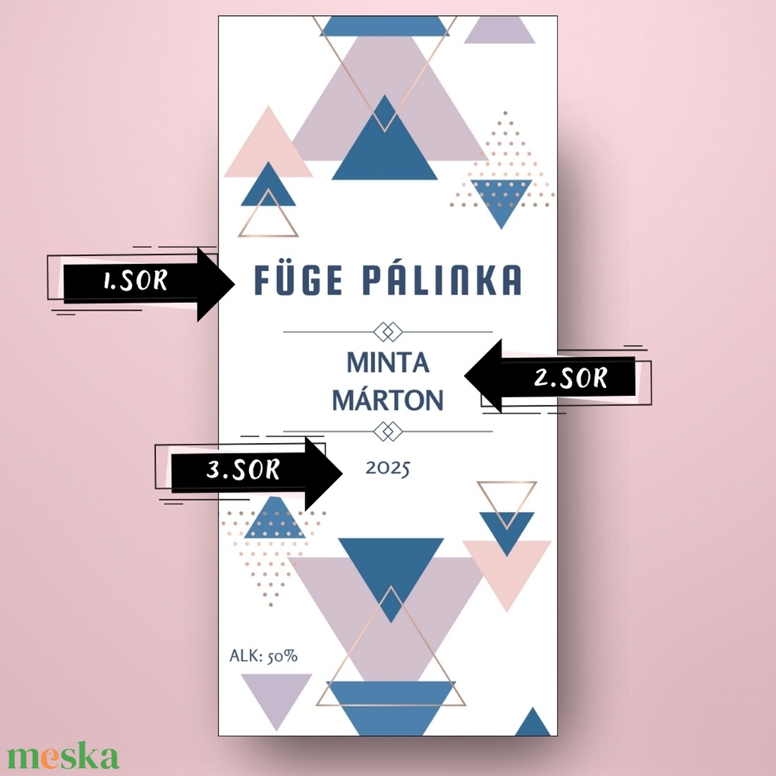 Füge pálinka - öntapadós üveg címke - pasztell háromszögekkel - élelmiszer - alkoholos italok - Meska.hu Füge pálinka - öntapadós üveg címke - pasztell háromszögekkel - élelmiszer - alkoholos italok - Meska.hu