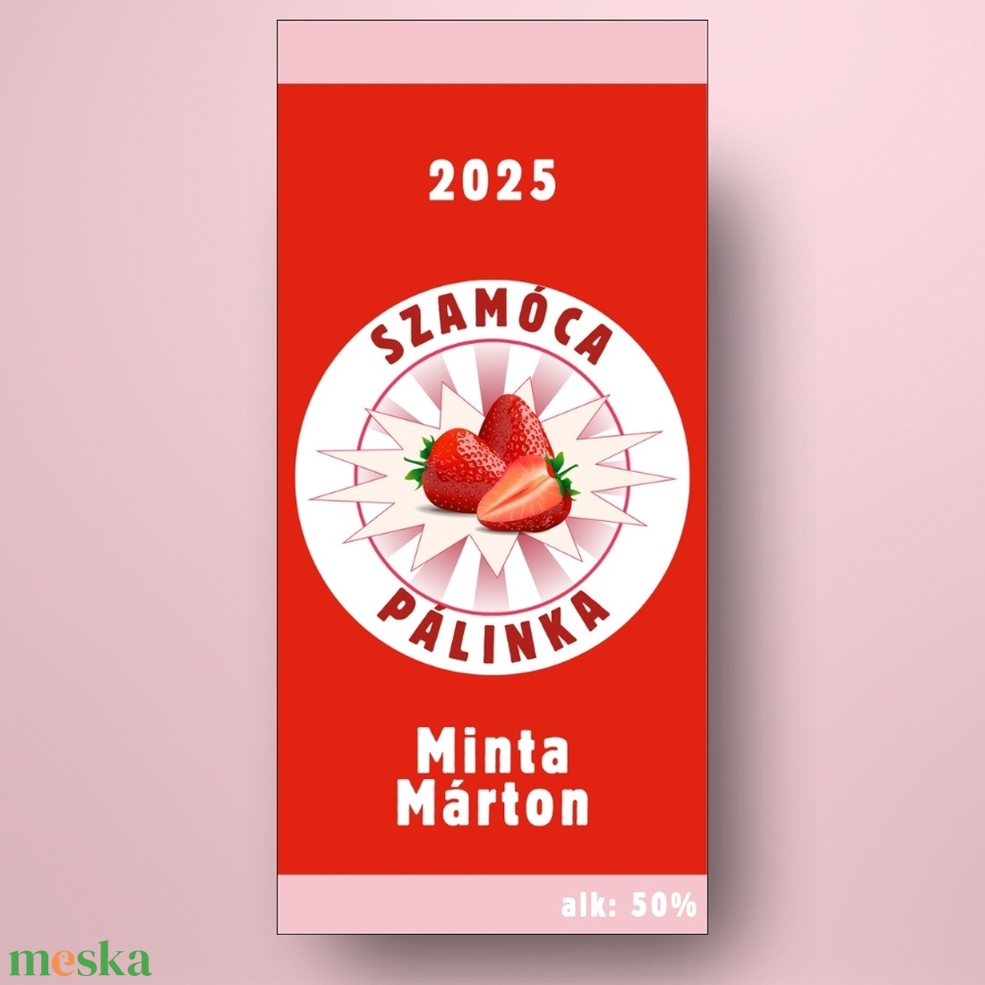 Szamóca pálinka - öntapadós üveg címke - egyszerű szamóca grafikával - élelmiszer - alkoholos italok - Meska.hu Szamóca pálinka - öntapadós üveg címke - egyszerű szamóca grafikával - élelmiszer - alkoholos italok - Meska.hu