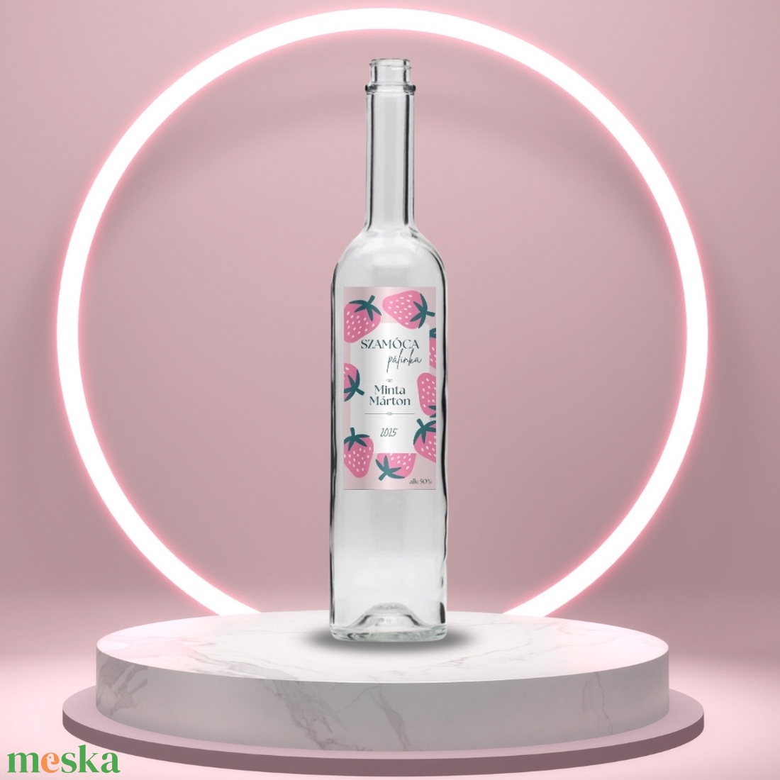 Szamóca pálinka - öntapadós üveg címke - rózsaszín rajzolt szamócákkal - élelmiszer - alkoholos italok - Meska.hu Szamóca pálinka - öntapadós üveg címke - rózsaszín rajzolt szamócákkal - élelmiszer - alkoholos italok - Meska.hu