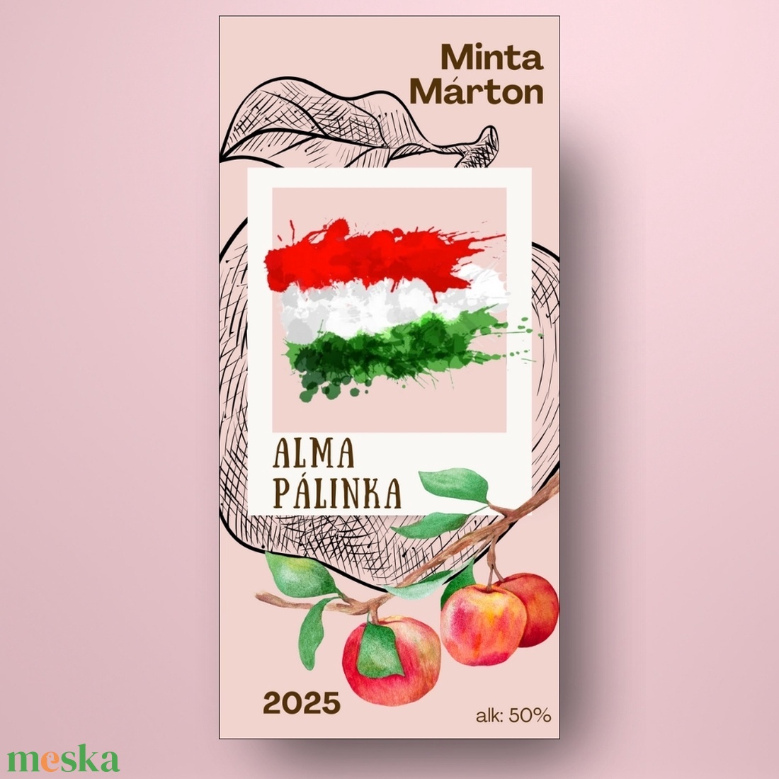 Alma pálinka - öntapadós üveg címke - rajzolt almával és magyar zászlóval - élelmiszer - alkoholos italok - Meska.hu Alma pálinka - öntapadós üveg címke - rajzolt almával és magyar zászlóval - élelmiszer - alkoholos italok - Meska.hu