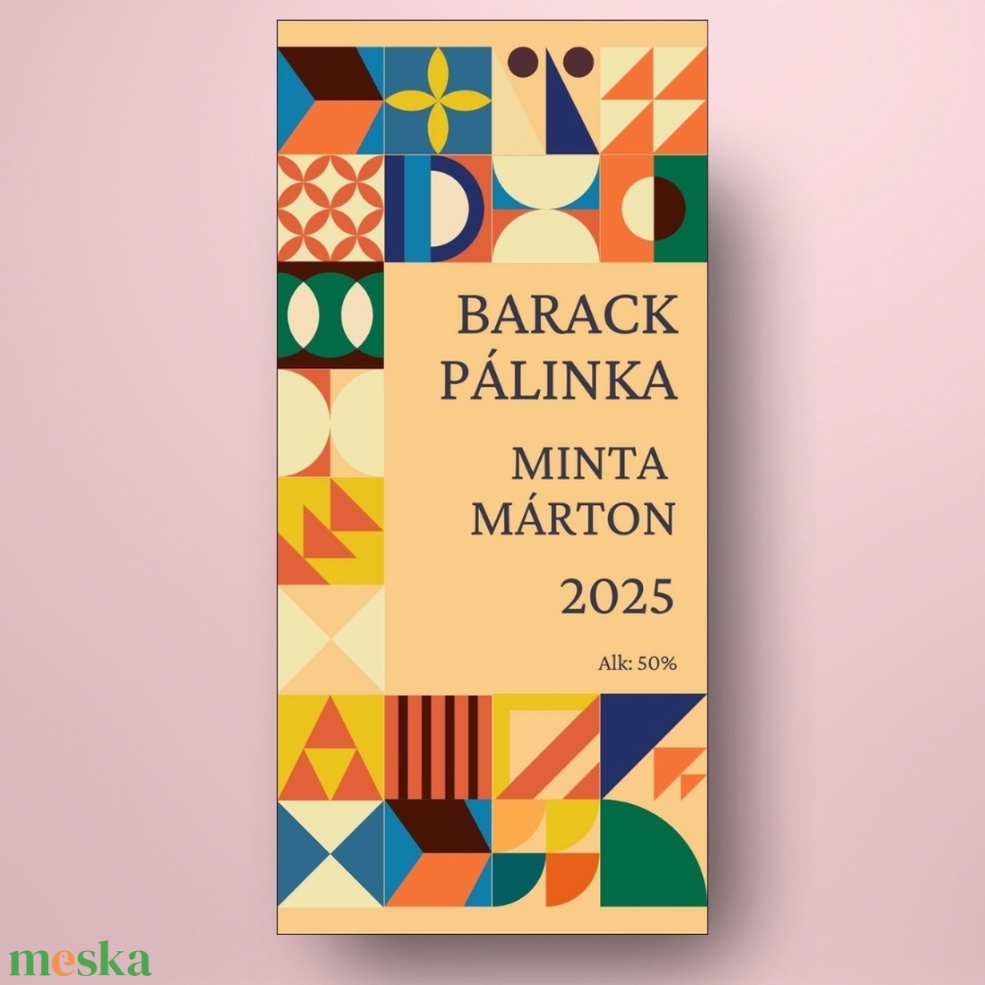 Barack pálinka - öntapadós üveg címke - geometrikus patchwork mintával - élelmiszer - alkoholos italok - Meska.hu Barack pálinka - öntapadós üveg címke - geometrikus patchwork mintával - élelmiszer - alkoholos italok - Meska.hu