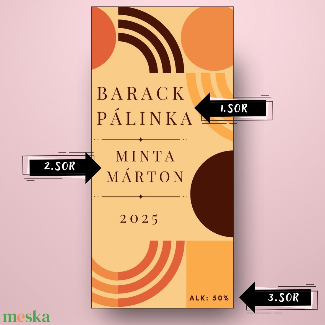 Barack pálinka - öntapadós üveg címke - modern geometrikus mintával - élelmiszer - alkoholos italok - Meska.hu Barack pálinka - öntapadós üveg címke - modern geometrikus mintával - élelmiszer - alkoholos italok - Meska.hu