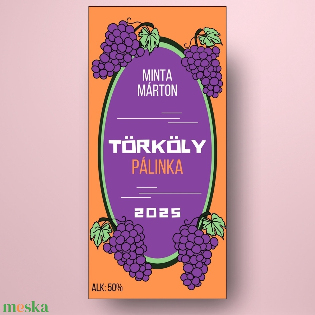 Törköly pálinka - öntapadós üveg címke -  fekete szőlő rajzzal  - élelmiszer - alkoholos italok - Meska.hu