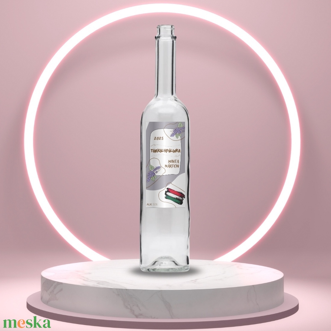 Törköly pálinka - öntapadós üveg címke -  színezett szőlőkkel és magyar zászlóval  - élelmiszer - alkoholos italok - Meska.hu