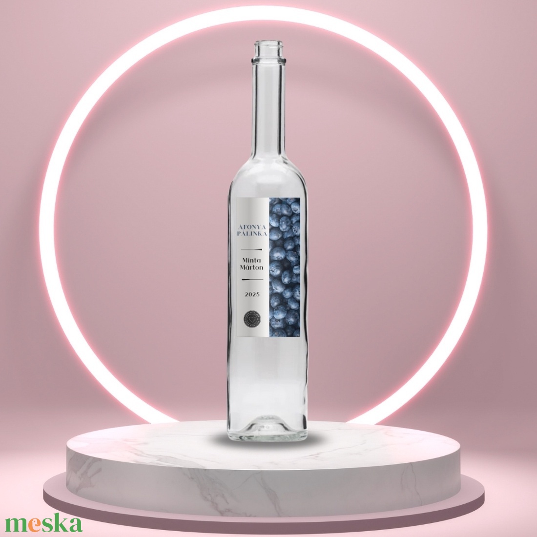 Áfonya pálinka - öntapadós üveg címke -  áfonya fotóval - élelmiszer - alkoholos italok - Meska.hu