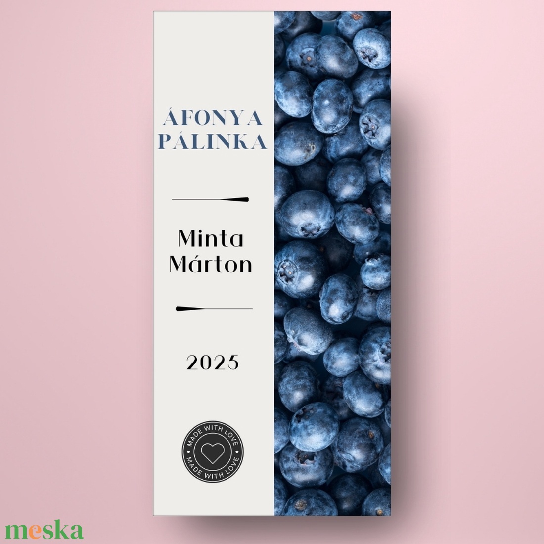 Áfonya pálinka - öntapadós üveg címke -  áfonya fotóval - élelmiszer - alkoholos italok - Meska.hu