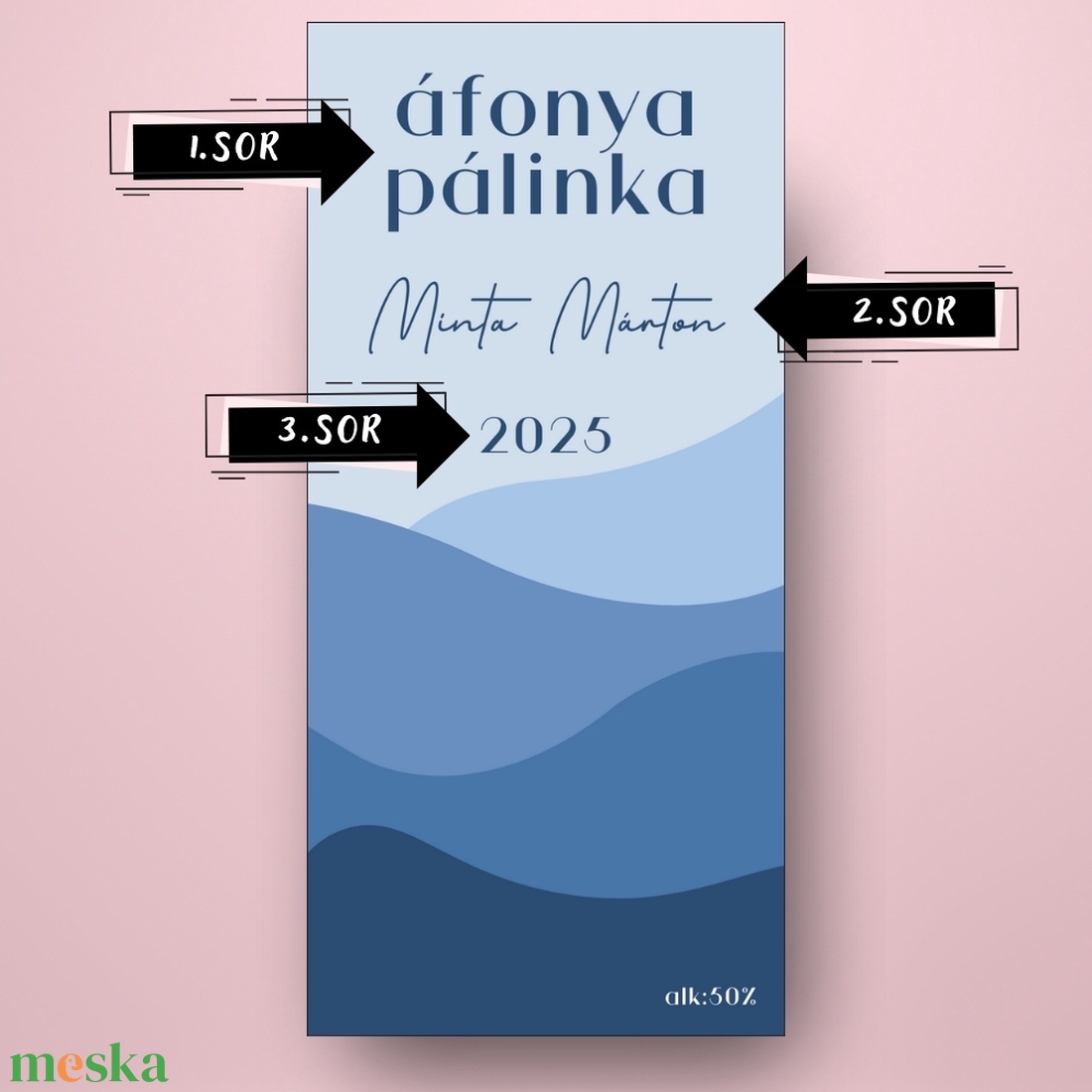Áfonya pálinka - öntapadós üveg címke -  egymásba hajló árnyalatokkal  - élelmiszer - alkoholos italok - Meska.hu