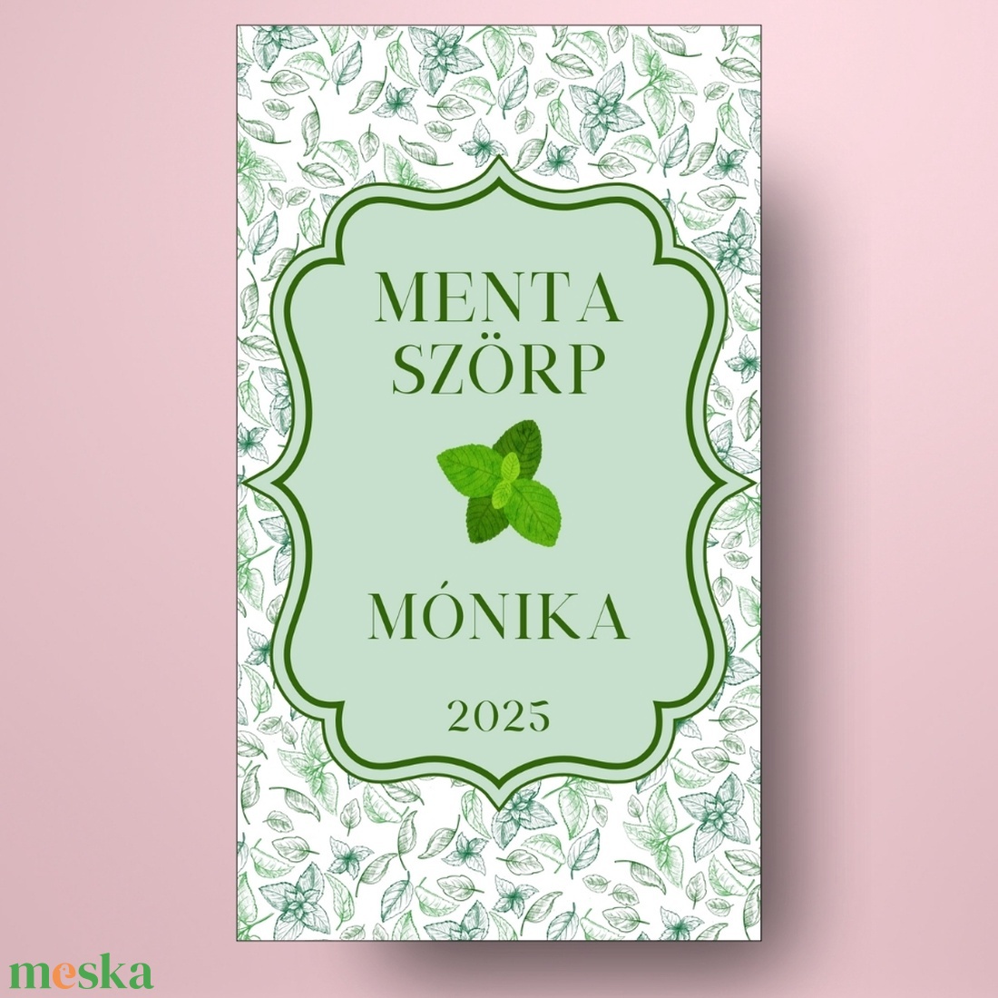 Mentaszörp - öntapadós üveg címke - kézzel rajzolt mentalevelekkel - élelmiszer - szörp - Meska.hu Mentaszörp - öntapadós üveg címke - kézzel rajzolt mentalevelekkel - élelmiszer - szörp - Meska.hu
