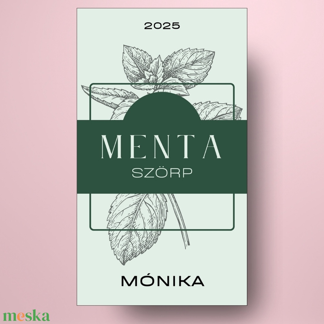 Mentaszörp - öntapadós üveg címke - zöld alapon mentalevéllel - élelmiszer - szörp - Meska.hu Mentaszörp - öntapadós üveg címke - zöld alapon mentalevéllel - élelmiszer - szörp - Meska.hu