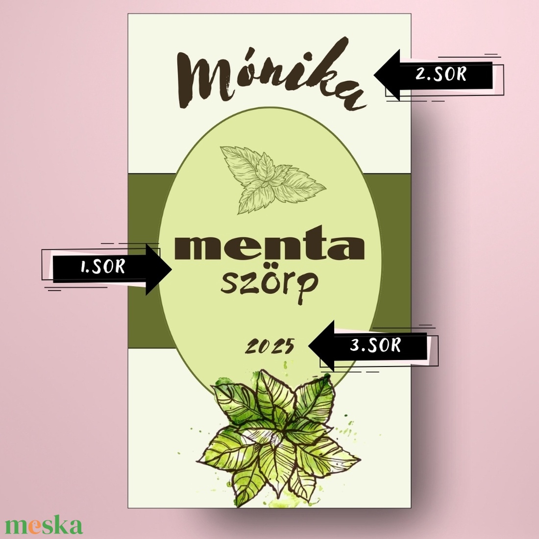 Mentaszörp - öntapadós üveg címke - mentalevél vízfesték hatással - élelmiszer - szörp - Meska.hu Mentaszörp - öntapadós üveg címke - mentalevél vízfesték hatással - élelmiszer - szörp - Meska.hu