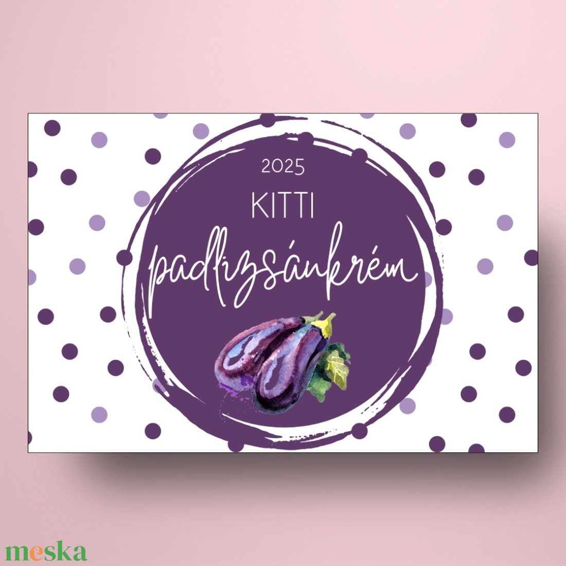 Padlizsánkrém - öntapadós üveg címke - pöttyös alapon festett padlizsánokkal - élelmiszer - befőtt - Meska.hu Padlizsánkrém - öntapadós üveg címke - pöttyös alapon festett padlizsánokkal - élelmiszer - befőtt - Meska.hu