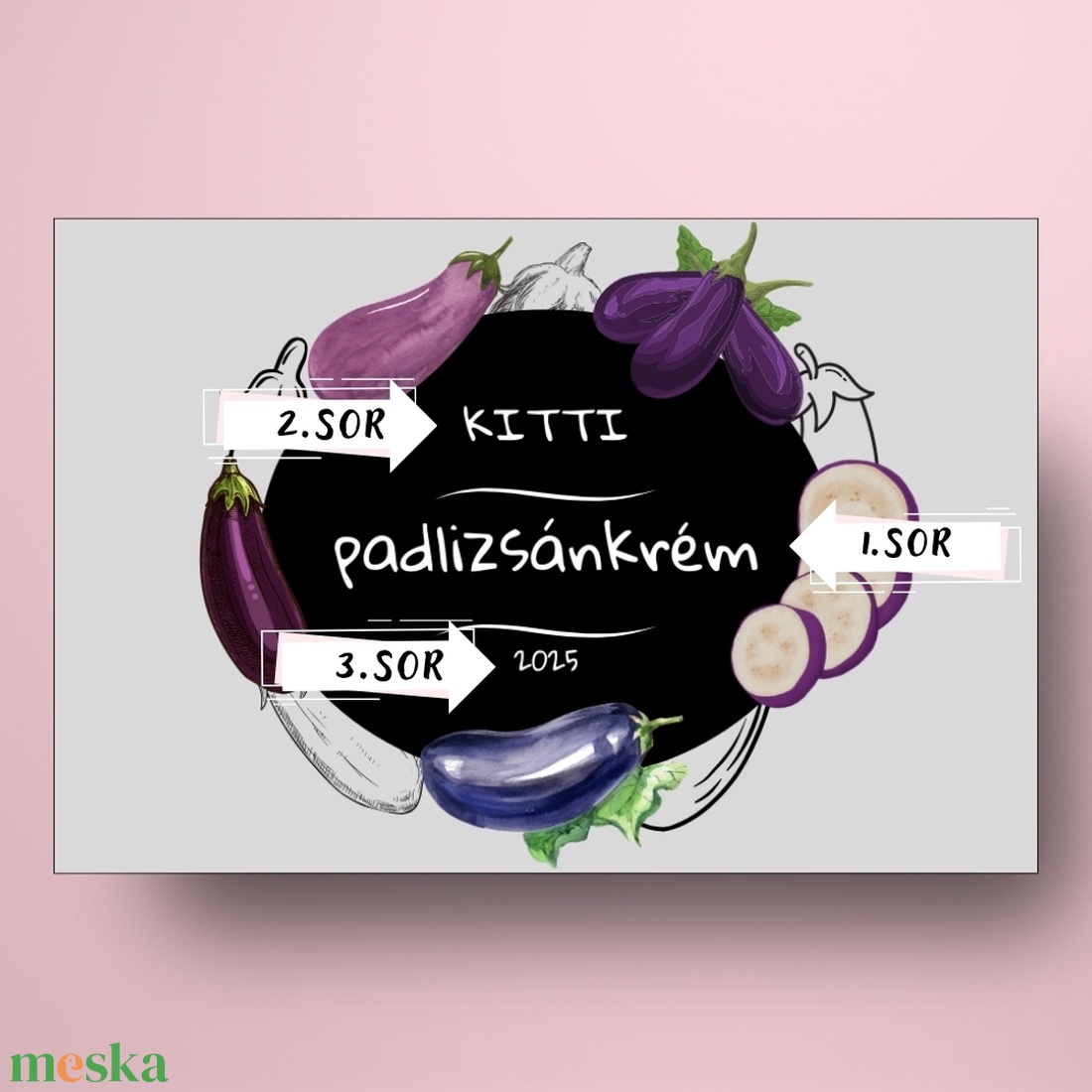 Padlizsánkrém - öntapadós üveg címke - modern padlizsán rajzokkal - élelmiszer - befőtt - Meska.hu Padlizsánkrém - öntapadós üveg címke - modern padlizsán rajzokkal - élelmiszer - befőtt - Meska.hu