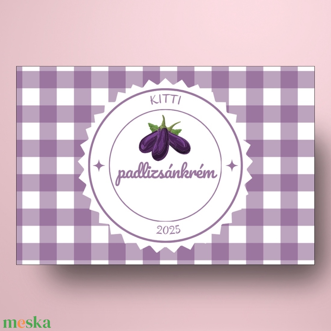 Padlizsánkrém - öntapadós üveg címke - lila kockás textil hatással - élelmiszer - befőtt - Meska.hu Padlizsánkrém - öntapadós üveg címke - lila kockás textil hatással - élelmiszer - befőtt - Meska.hu