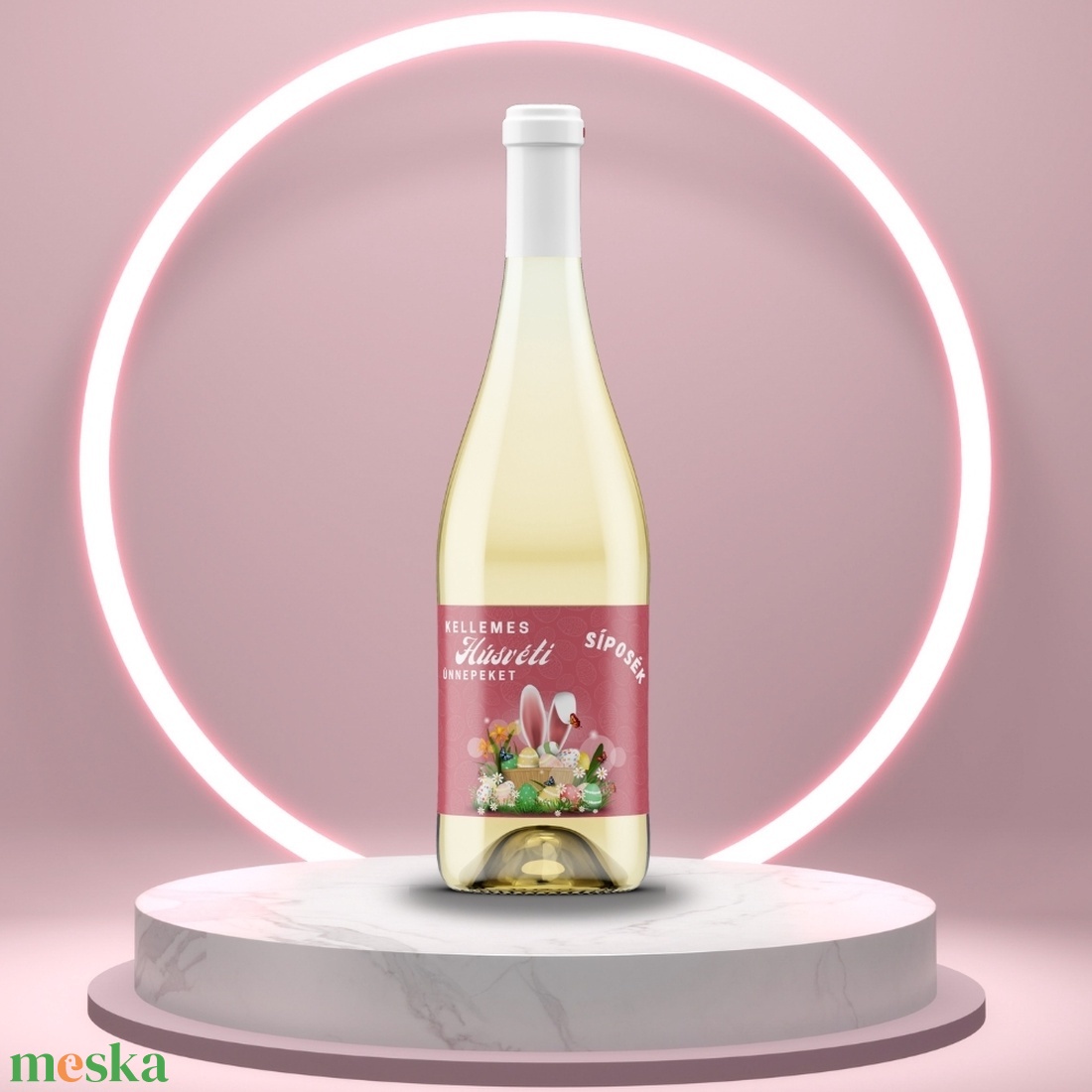Húsvéti öntapadós üveg címke - tojáskosárral - élelmiszer - alkoholos italok - Meska.hu