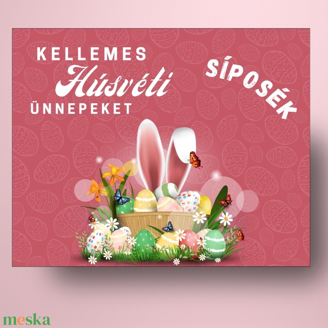 Húsvéti öntapadós üveg címke - tojáskosárral - élelmiszer - alkoholos italok - Meska.hu