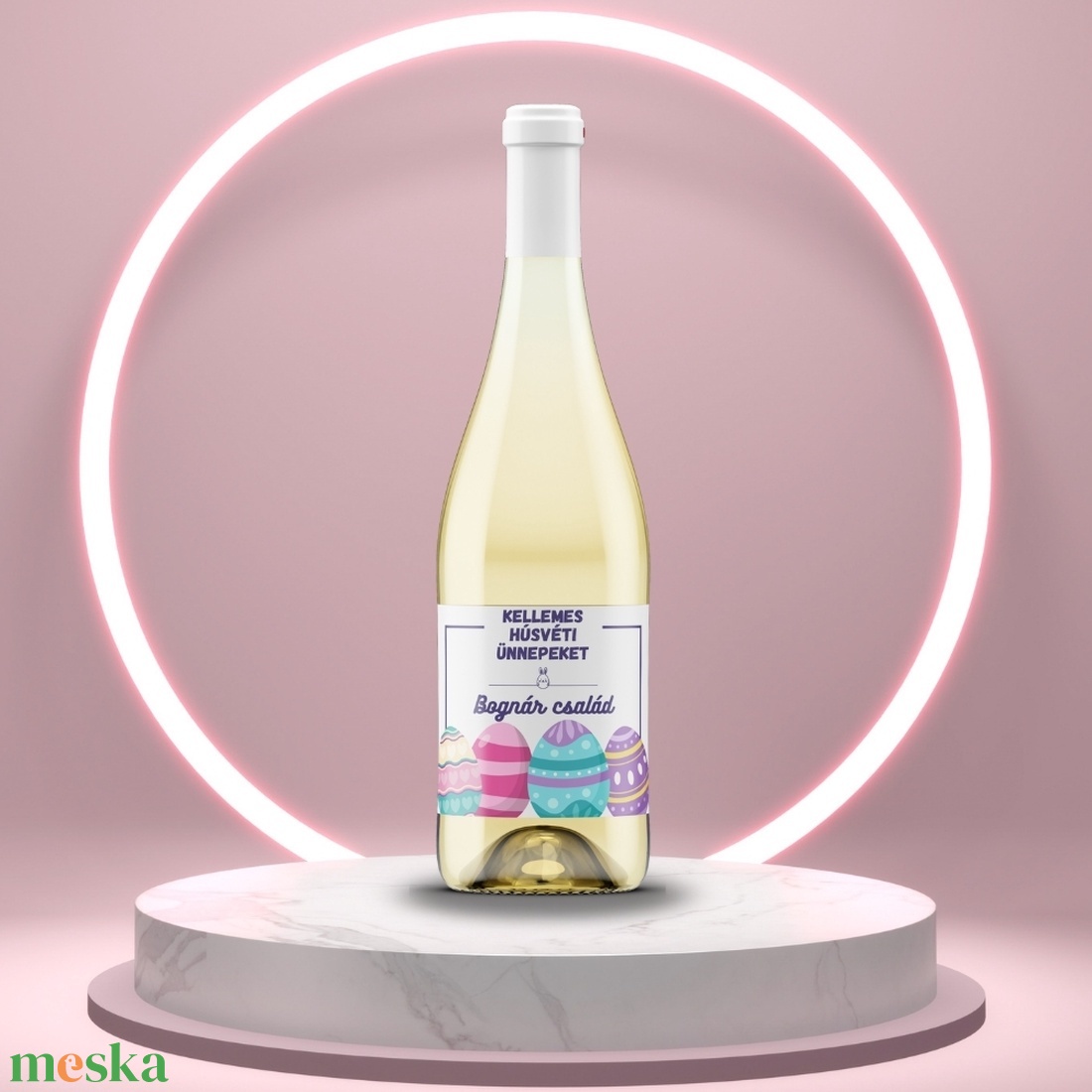 Húsvéti öntapadós üveg címke - fehér alapon színes tojásokkal - élelmiszer - alkoholos italok - Meska.hu