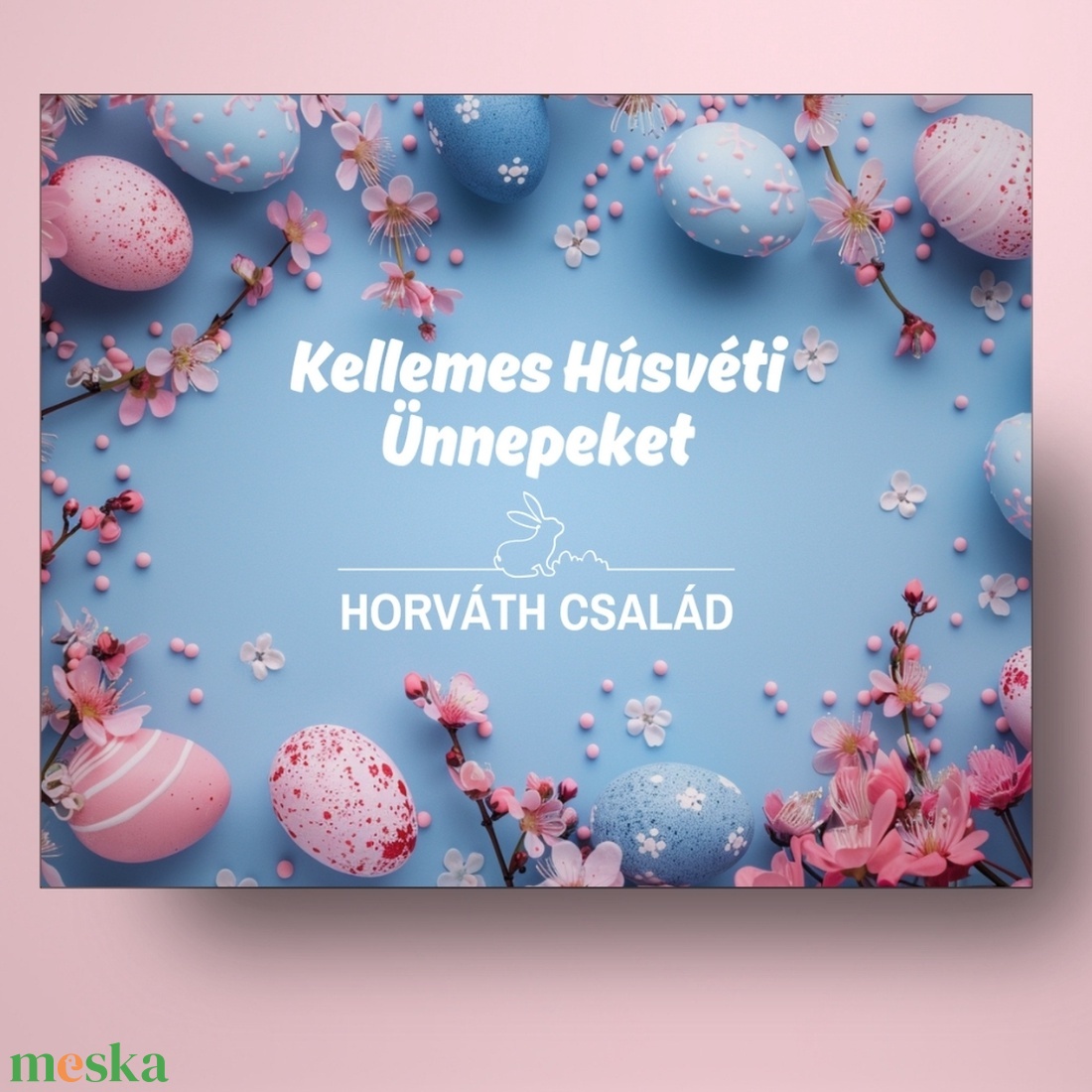 Húsvéti öntapadós üveg címke - kék és rózsaszín tojásokkal és virággal - élelmiszer - alkoholos italok - Meska.hu