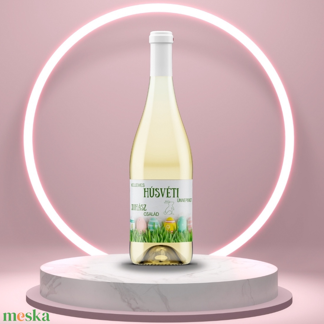 Húsvéti öntapadós üveg címke - színes tojásokkal a fűben - élelmiszer - alkoholos italok - Meska.hu
