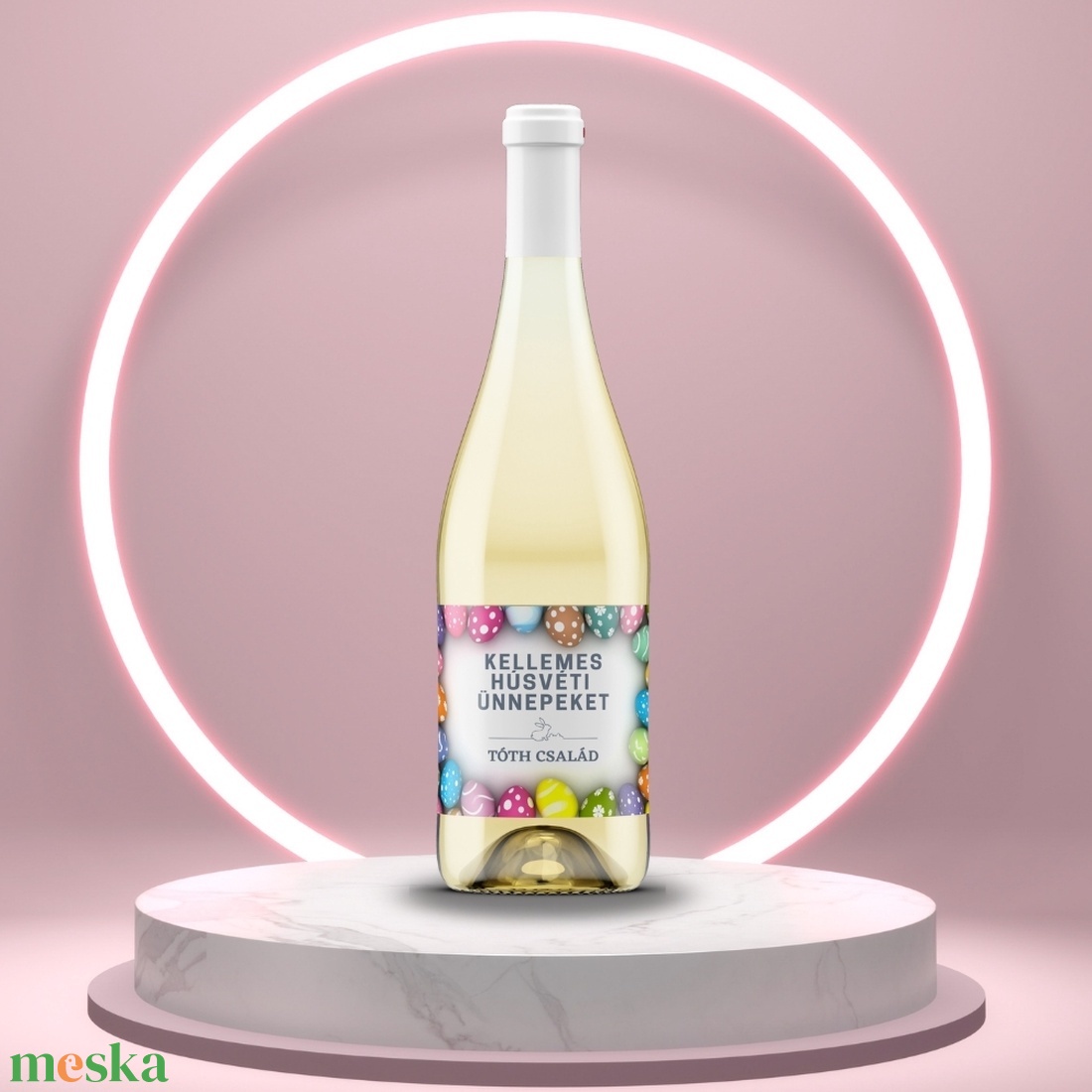 Húsvéti öntapadós üveg címke -  vidám színű tojásokkal - élelmiszer - alkoholos italok - Meska.hu