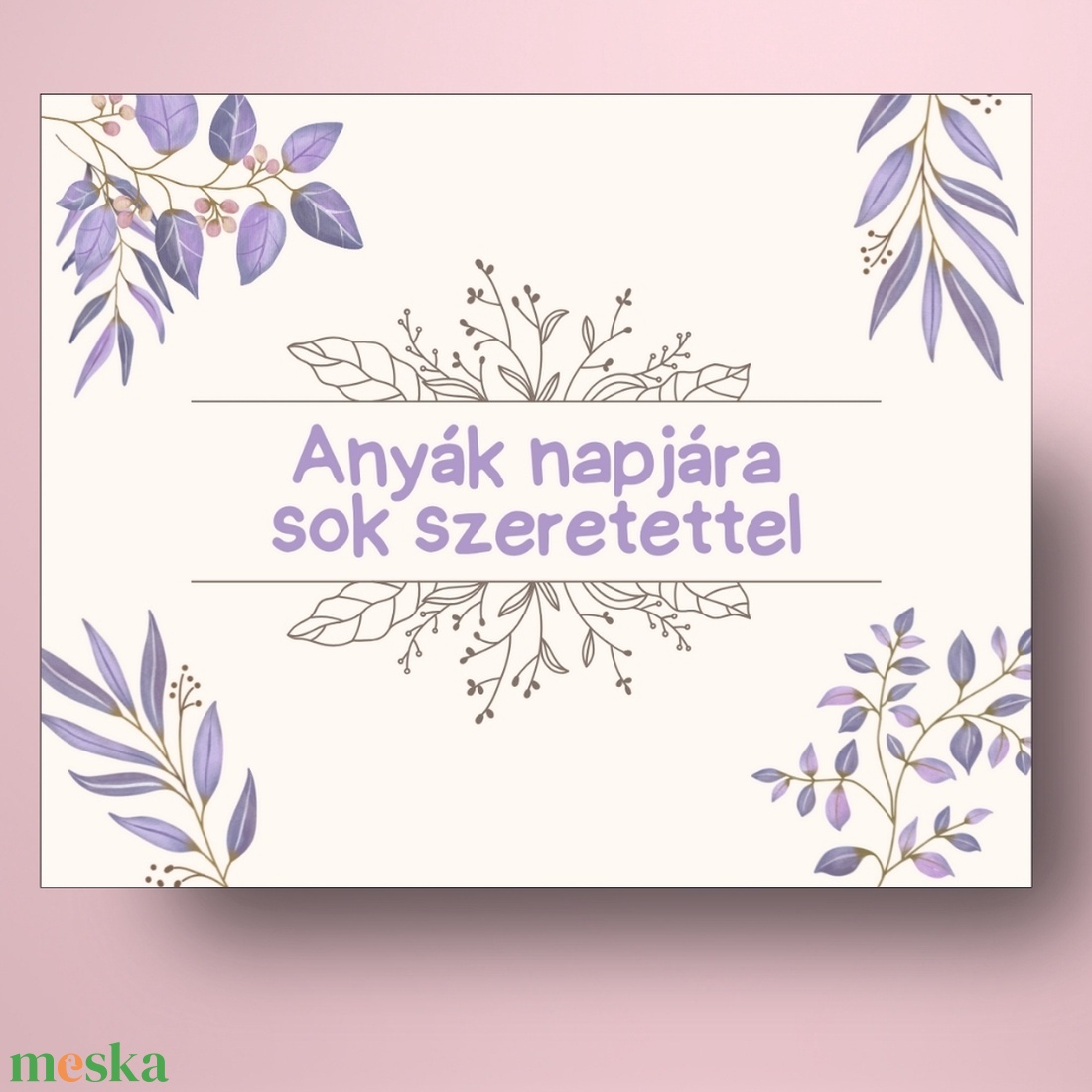 Anyák napi üveg címke - rajzolt lila virágokkal - élelmiszer - alkoholos italok - Meska.hu