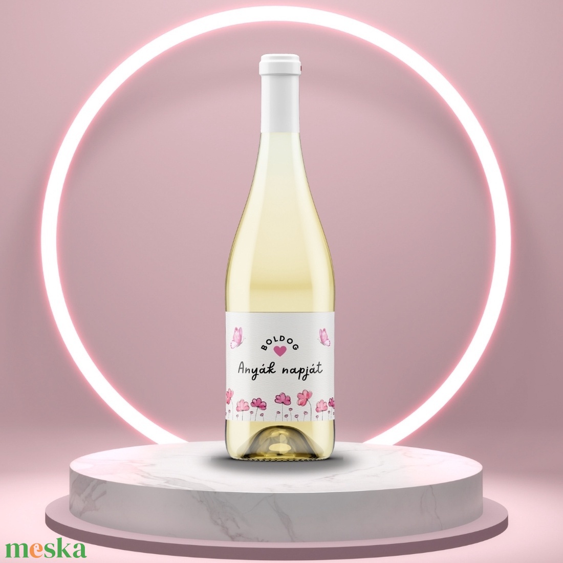 Anyák napi üveg címke - textúrált alapon festett virágokkal - élelmiszer - alkoholos italok - Meska.hu