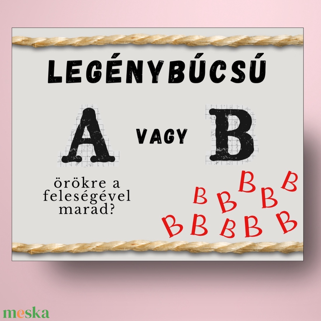 Legénybúcsú öntapadós üveg címke - A vagy B kérdéssel - esküvő - legénybúcsú - Meska.hu