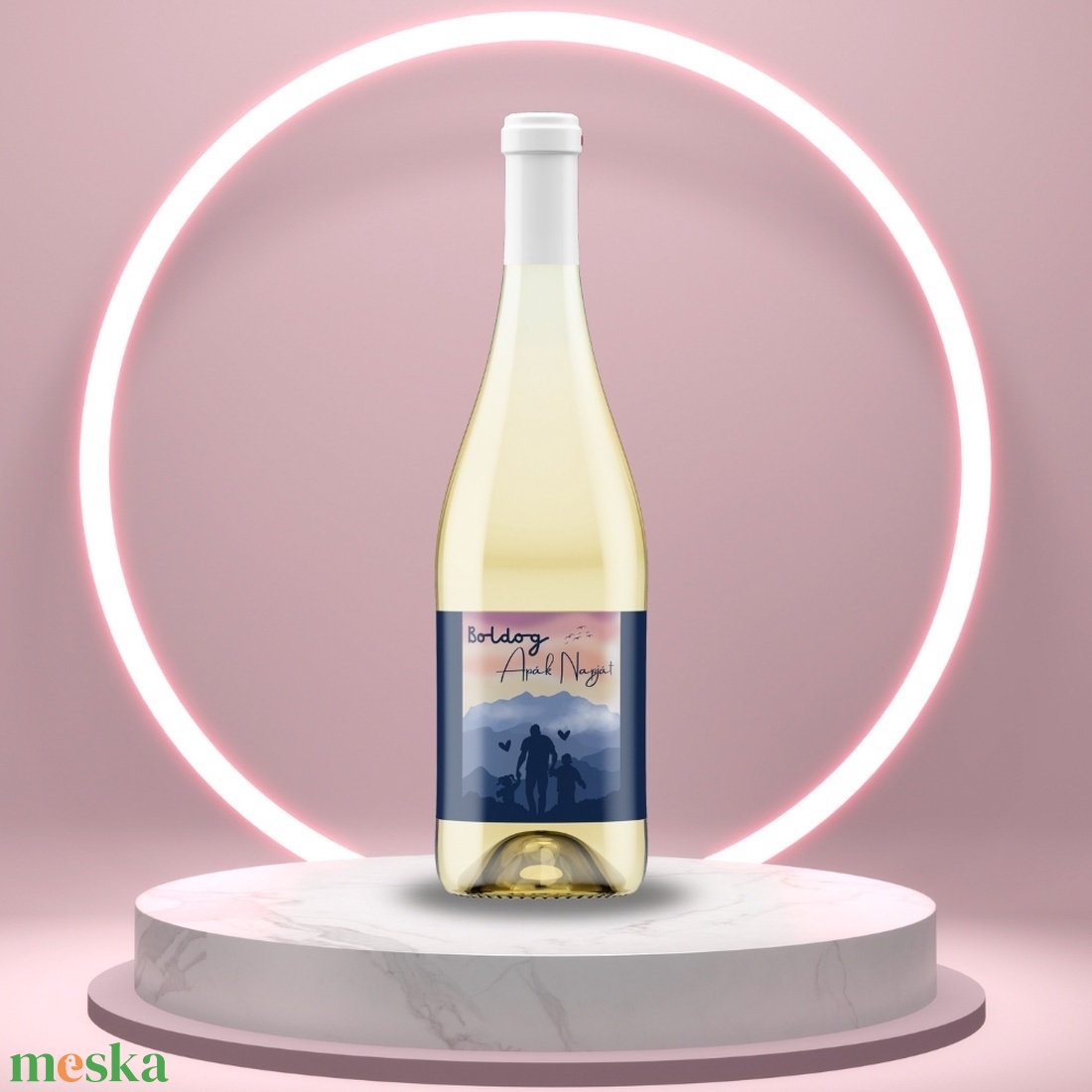 Apák napi üveg címke - apa a két gyermekével - élelmiszer - alkoholos italok - Meska.hu