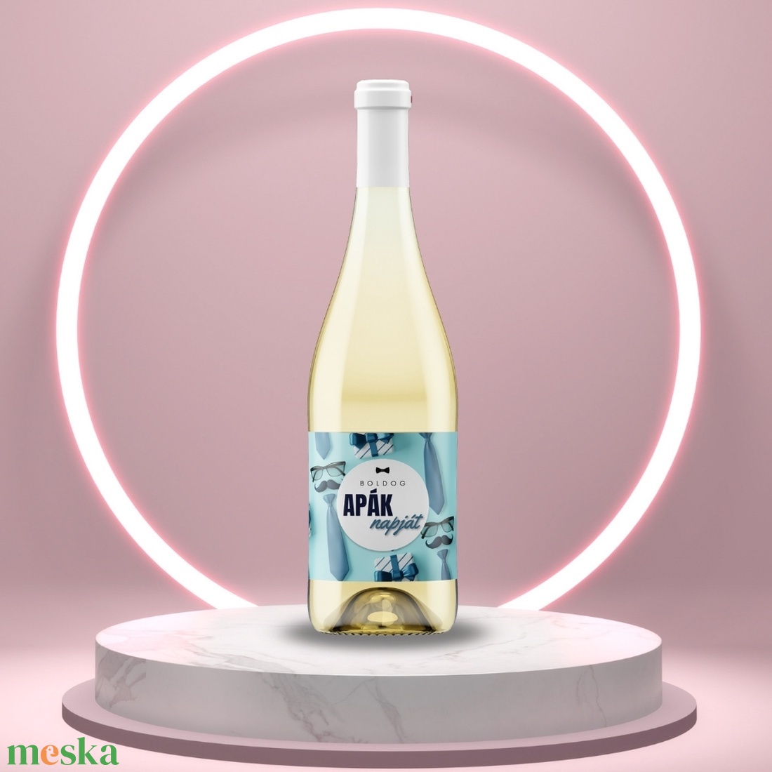 Apák napi üveg címke - türkiz alappal - élelmiszer - alkoholos italok - Meska.hu