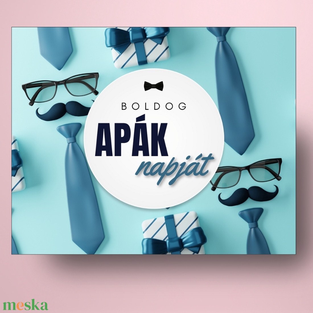 Apák napi üveg címke - türkiz alappal - élelmiszer - alkoholos italok - Meska.hu