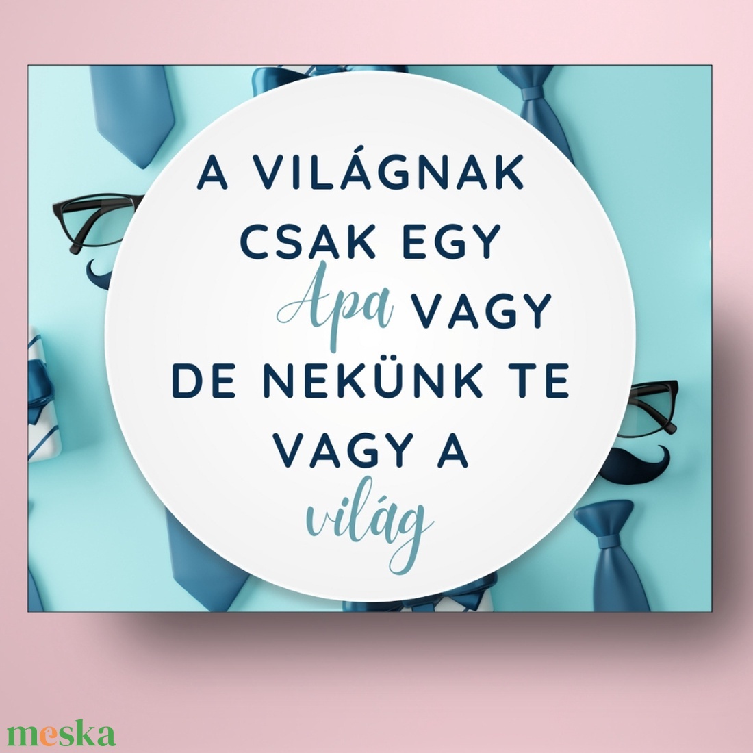 Apák napi üveg címke - türkiz alappal - élelmiszer - alkoholos italok - Meska.hu