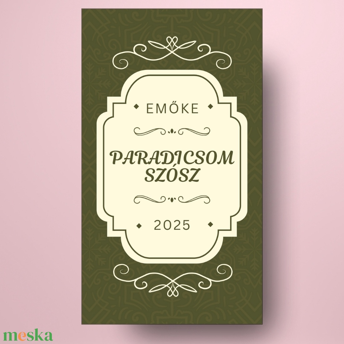 Paradicsomszósz - öntapadós üveg címke - zöld alapon díszes kerettel - élelmiszer - szósz & mártogatós - Meska.hu Paradicsomszósz - öntapadós üveg címke - zöld alapon díszes kerettel - élelmiszer - szósz & mártogatós - Meska.hu