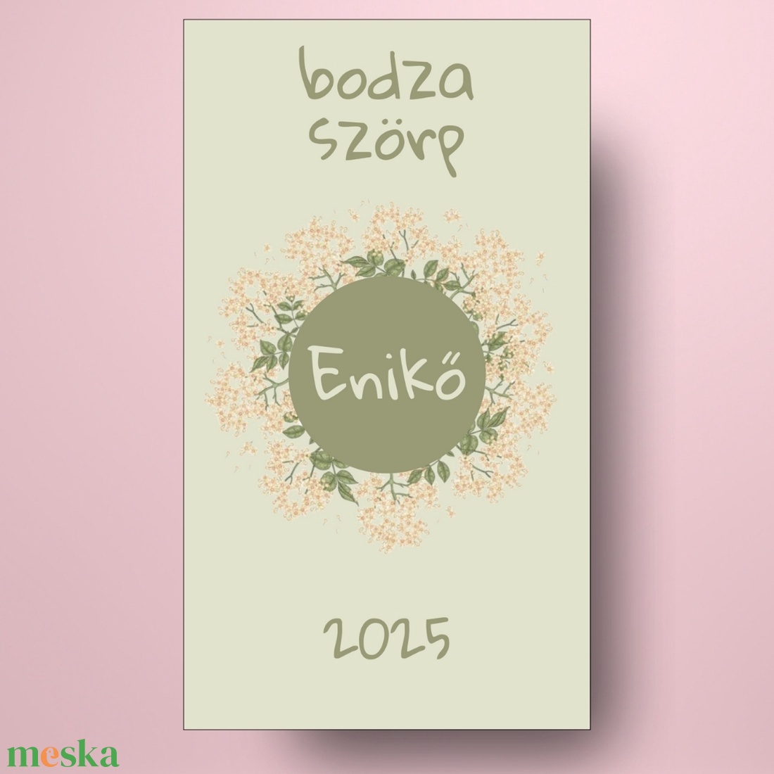 Bodzaszörp - öntapadós üveg címke - zöld alapon bodzakoszorúval - élelmiszer - szörp - Meska.hu Bodzaszörp - öntapadós üveg címke - zöld alapon bodzakoszorúval - élelmiszer - szörp - Meska.hu