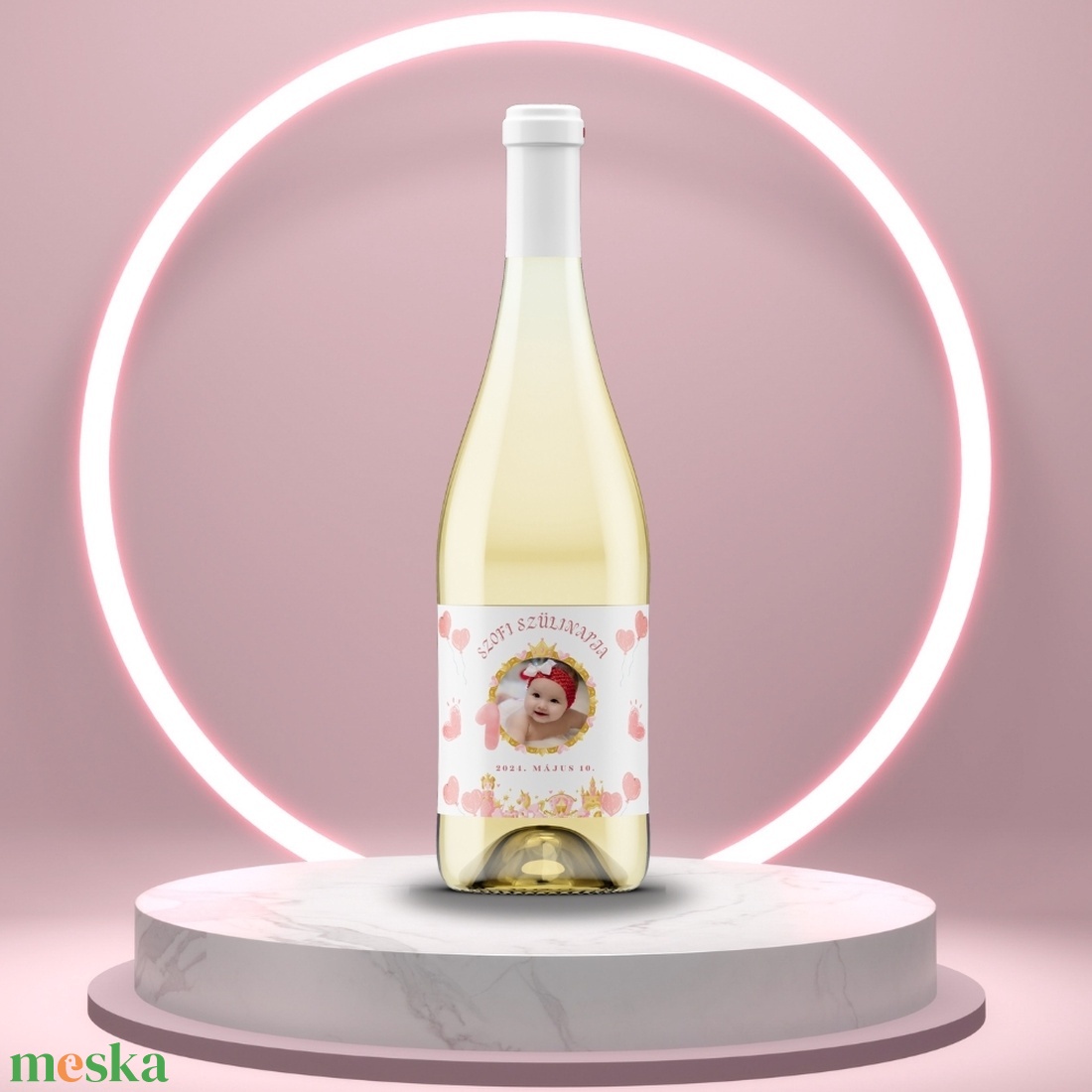 Születésnapi öntapadós üveg címke - koronával, rózsaszín szívekkel és lufikkal - élelmiszer - alkoholos italok - Meska.hu Születésnapi öntapadós üveg címke - koronával, rózsaszín szívekkel és lufikkal - élelmiszer - alkoholos italok - Meska.hu