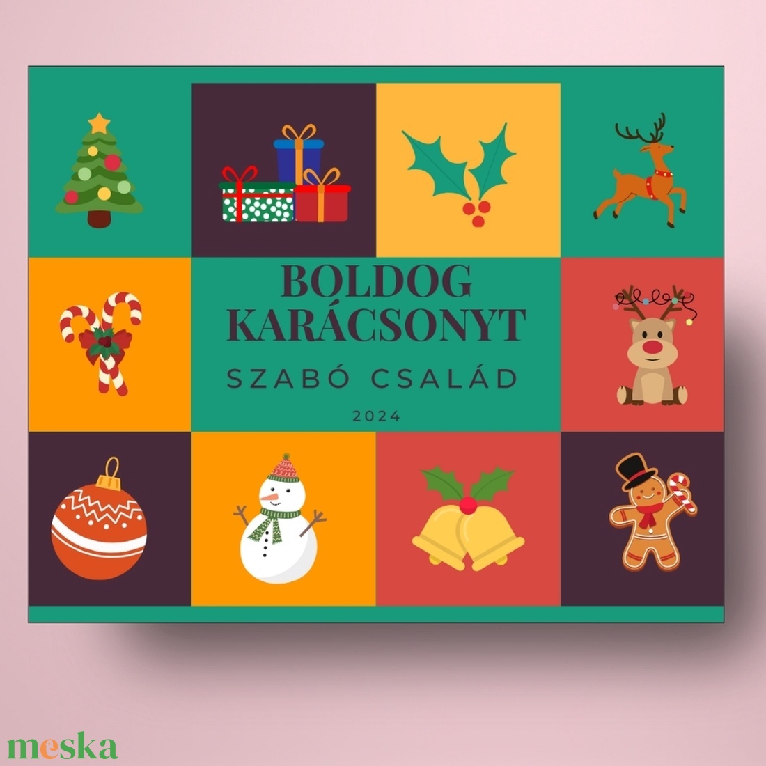 Karácsonyi üveg címke  - mozaikos -  - Meska.hu