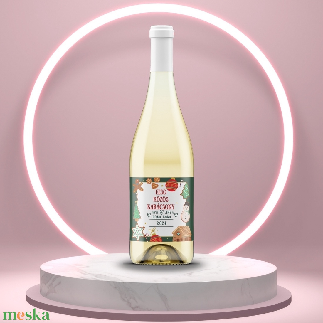 Karácsonyi üveg címke  - színes figurás -  - Meska.hu