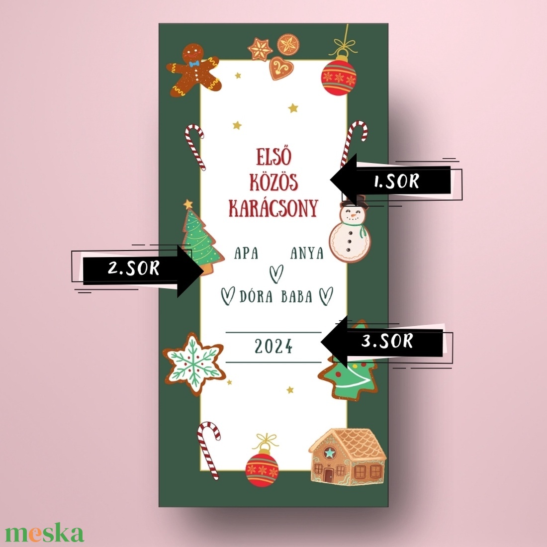 Karácsonyi üveg címke  - színes figurás -  - Meska.hu