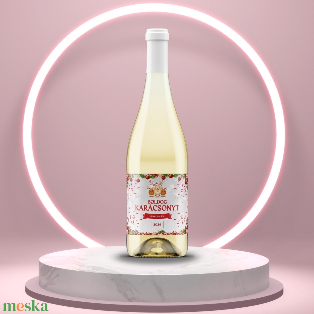 Karácsonyi üveg címke  - három szarvassal - élelmiszer - öntapadós címke - Meska.hu