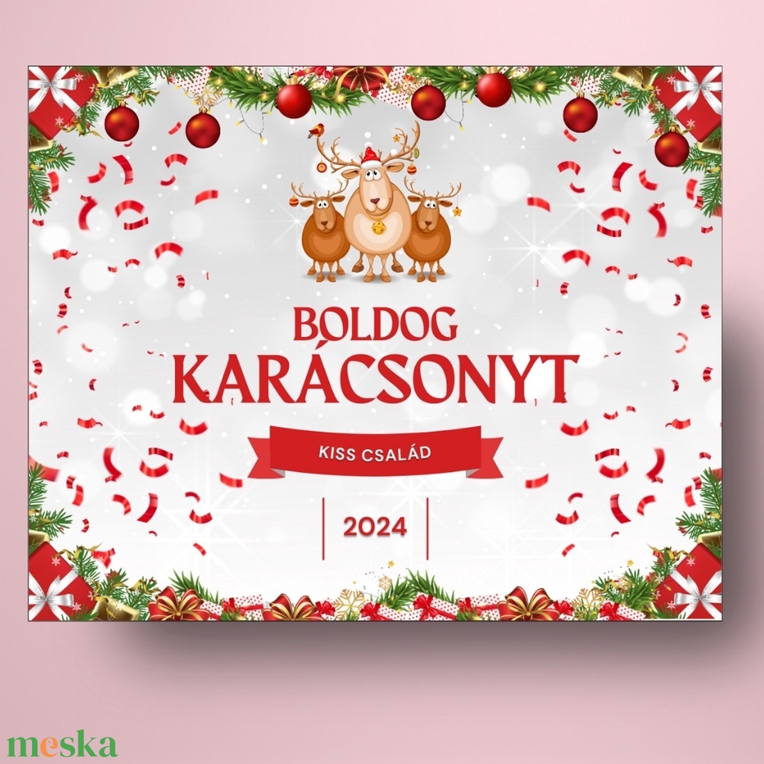 Karácsonyi üveg címke  - három szarvassal - élelmiszer - öntapadós címke - Meska.hu