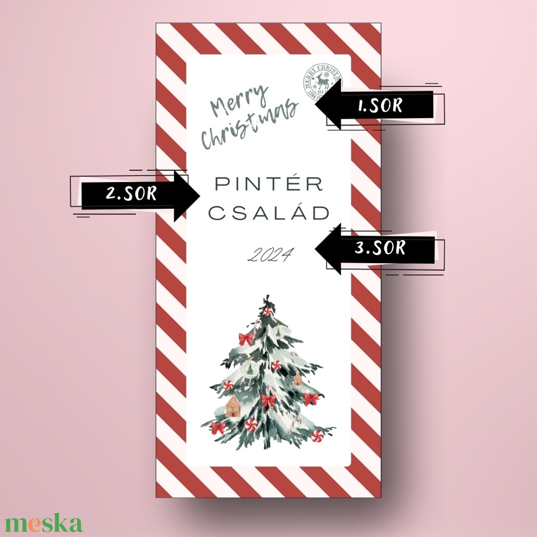 Karácsonyi üveg címke  - piros-fehér képeslap - élelmiszer - öntapadós címke - Meska.hu