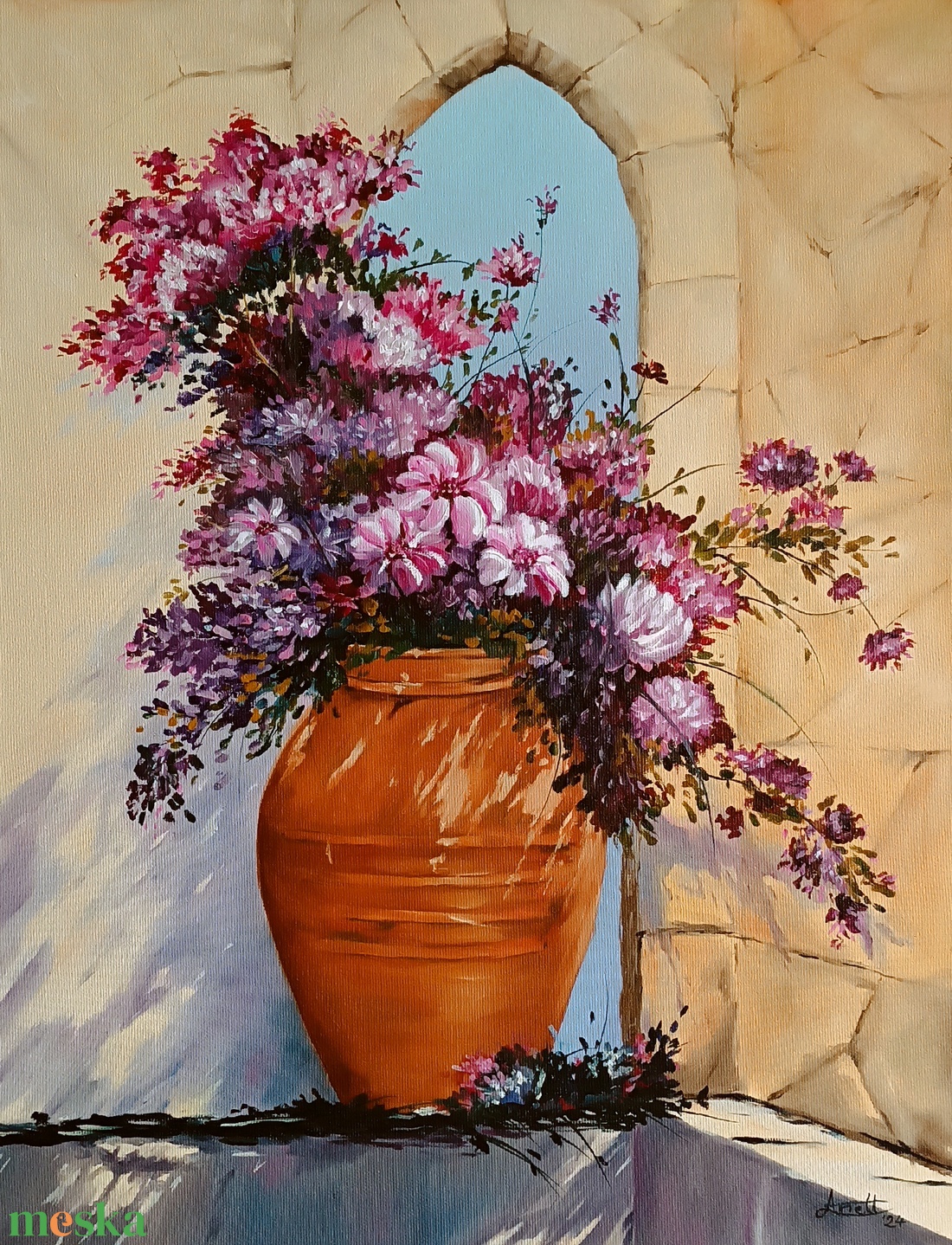  Mediterrán csokor - művészet - festmény - olajfestmény - Meska.hu