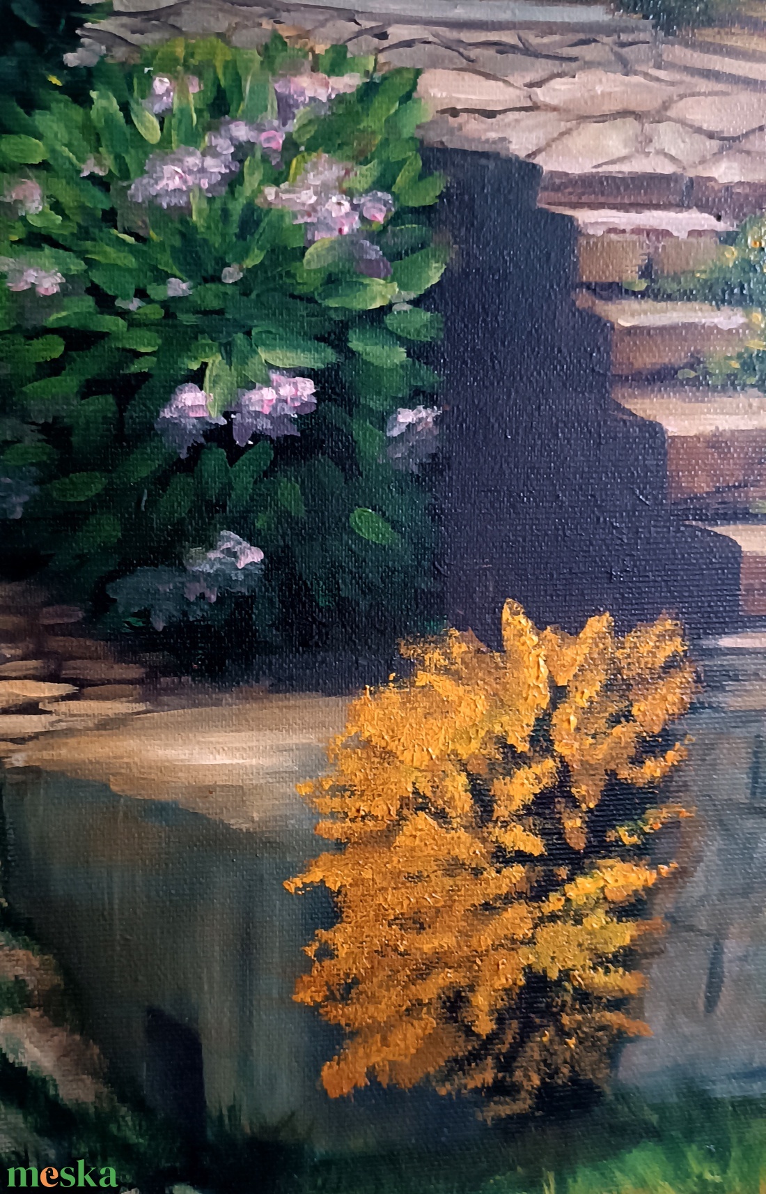 Mediterrán lépcsők - művészet - festmény - olajfestmény - Meska.hu