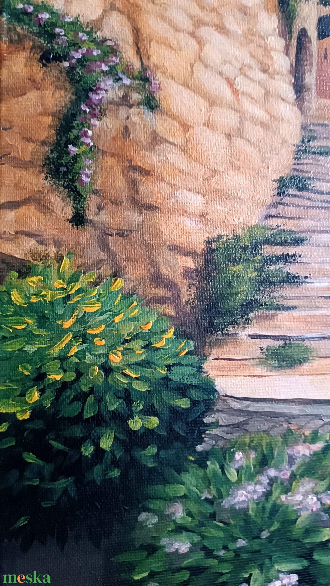 Mediterrán lépcsők - művészet - festmény - olajfestmény - Meska.hu