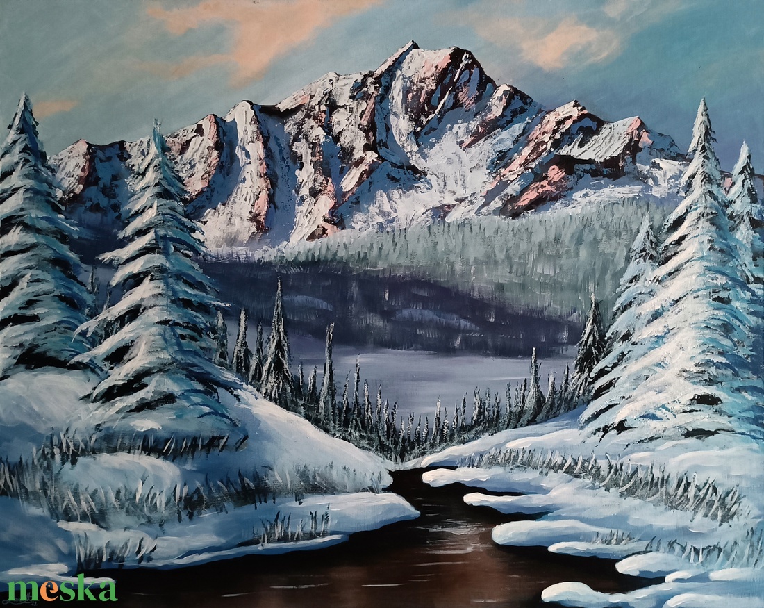 Téli hegyek - művészet - festmény - akril - Meska.hu