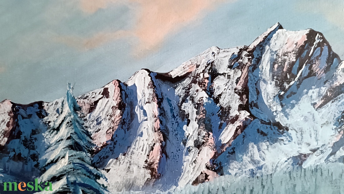 Téli hegyek - művészet - festmény - akril - Meska.hu