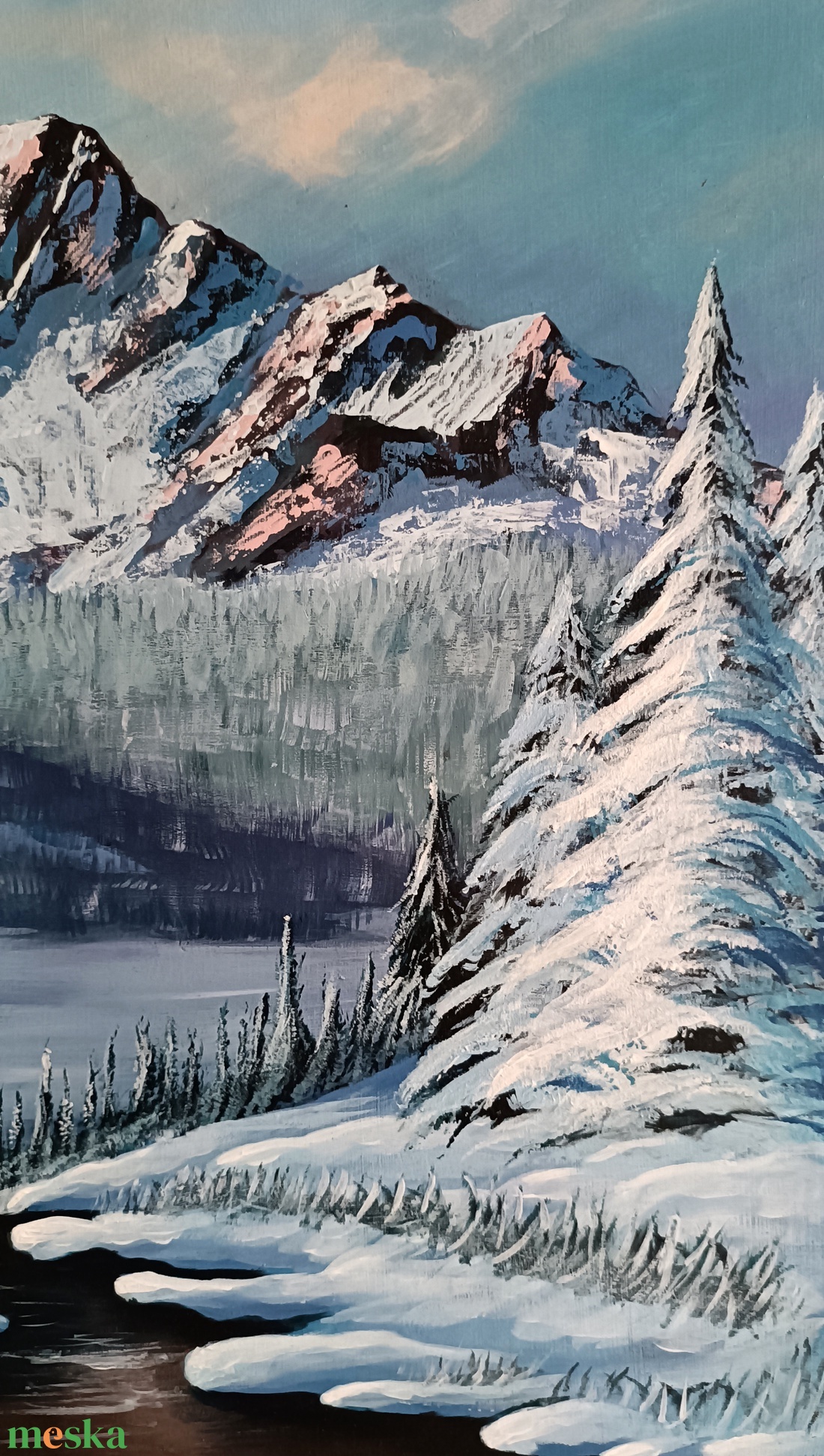 Téli hegyek - művészet - festmény - akril - Meska.hu